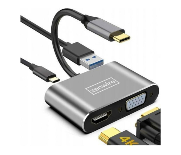 Zenwire Przejściówka USB-C 4w1 HDMI 4K VGA USB PD 87W - 1604640 - zdjęcie 2